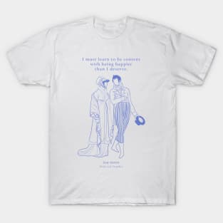 Pride and Prejudice Line art and Happiness Quote T-Shirt